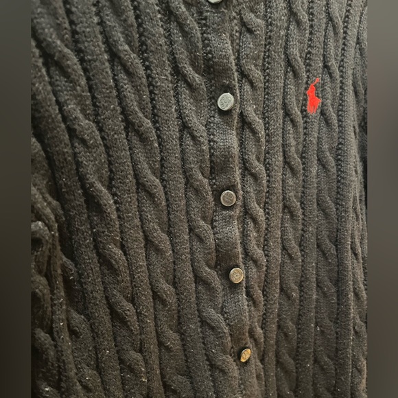 Polo by Ralph Lauren Girls Cable-Knit Cotton Peplum Cardigan Black Size M 8-10 - Picture 6 of 10